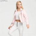 Chaqueta corta de cuero de la PU de las mujeres Chaqueta de la carpeta de cuero de la PU de otoño Bubble mujeres